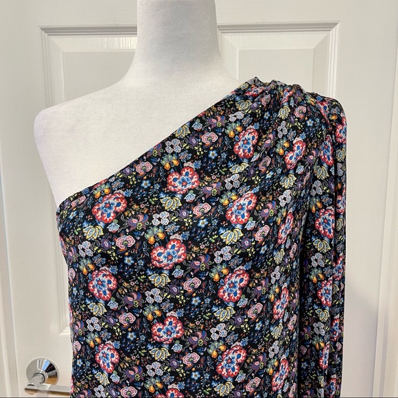 Frame Multicolor Floral Print One-Shoulder Top Size M - Picture 7 of 12